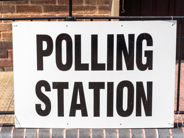 Polling station sign