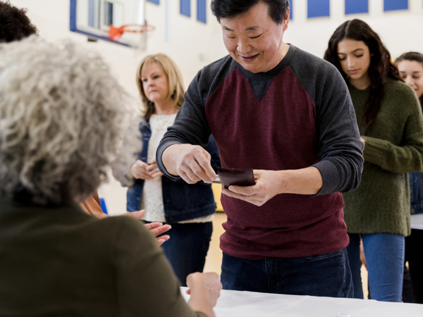 Voting at a polling station